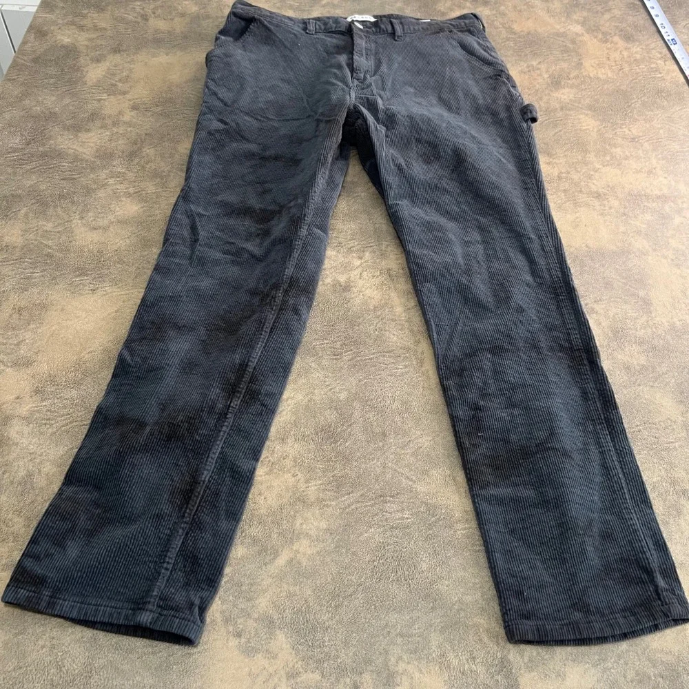 PacSun Carpenter Pants Mens 34x32 Black Corduroy Teal Dye Straight Leg‎ Workwear_3